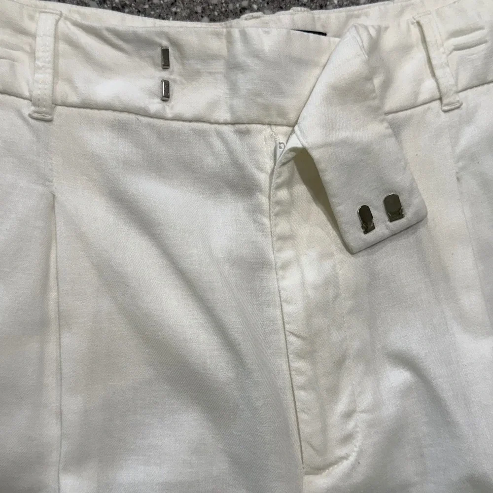 Banana‎ Republic Wide Leg Linen Blend Pants White High Rise Petite Preppy Luxury